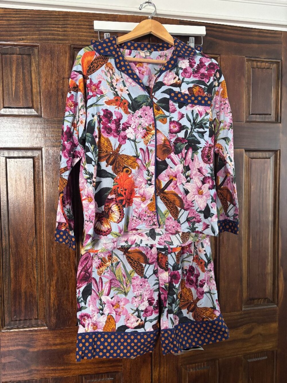 Anthropologie Floral Butterfly Cotton Pajama Set XS Never Worn